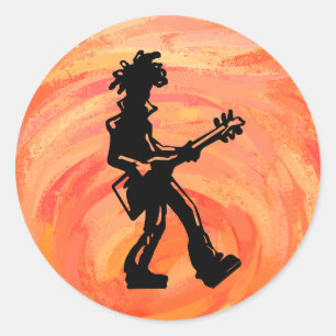 New York Boogie Nights Guitar Sinaasappel Ronde Sticker
