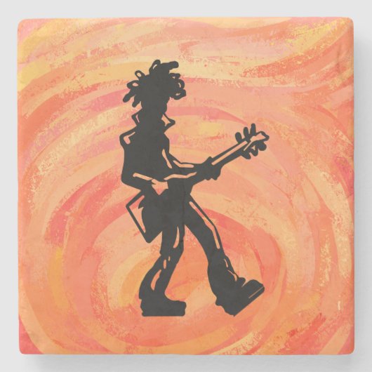 New York Boogie Nights Guitar Sinaasappel Stenen Onderzetter (Voorkant)