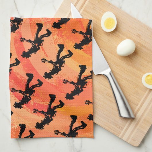 New York Boogie Nights Guitar Sinaasappel Theedoek (Quarter Fold)