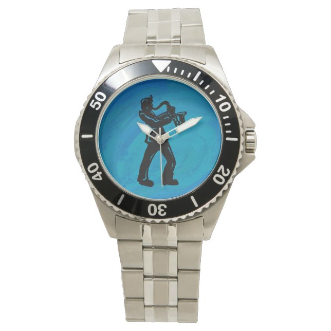 New York Boogie Nights Saxophone Blue Horloge (Voorkant)