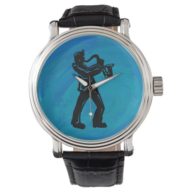 New York Boogie Nights Saxophone Blue Horloge (Voorkant)