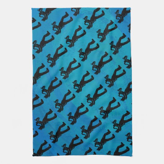 New York Boogie Nights Saxophone Blue Theedoek (Verticaal)