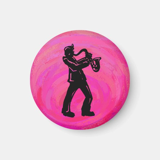 New York Boogie Nights Saxophone Hot Pink Magneet (Voorkant)