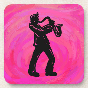 New York Boogie Nights Saxophone Hot Pink Onderzetter