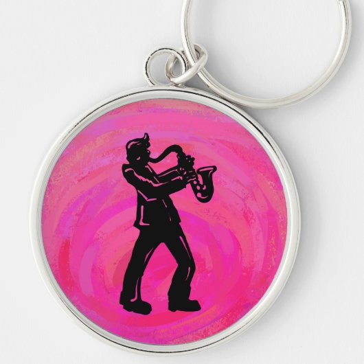 New York Boogie Nights Saxophone Hot Pink Sleutelhanger (Voorkant)