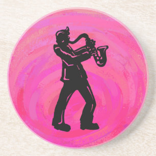 New York Boogie Nights Saxophone Hot Pink Zandsteen Onderzetter