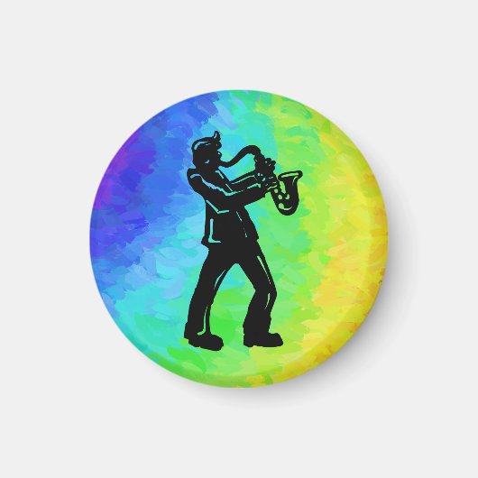 New York Boogie Nights Saxophone Rainbow Magneet (Voorkant)