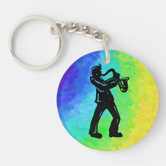 New York Boogie Nights Saxophone Rainbow Sleutelhanger (Voorkant)