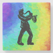 New York Boogie Nights Saxophone Rainbow Stenen Onderzetter (Voorkant)