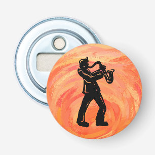 New York Boogie Nights Saxophone Sinaasappel Button Flesopener