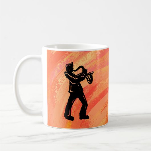 New York Boogie Nights Saxophone Sinaasappel Koffiemok (Links)