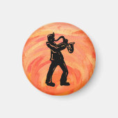 New York Boogie Nights Saxophone Sinaasappel Magneet (Voorkant)