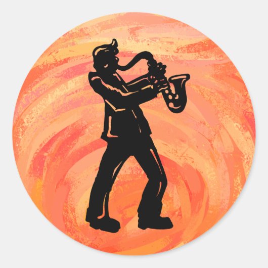 New York Boogie Nights Saxophone Sinaasappel Ronde Sticker (Voorkant)