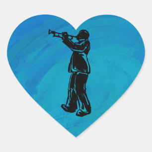 New York Boogie Nights Trumpet Blue Hart Sticker