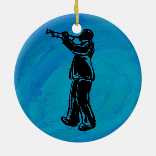 New York Boogie Nights Trumpet Blue Keramisch Ornament (Achterkant)