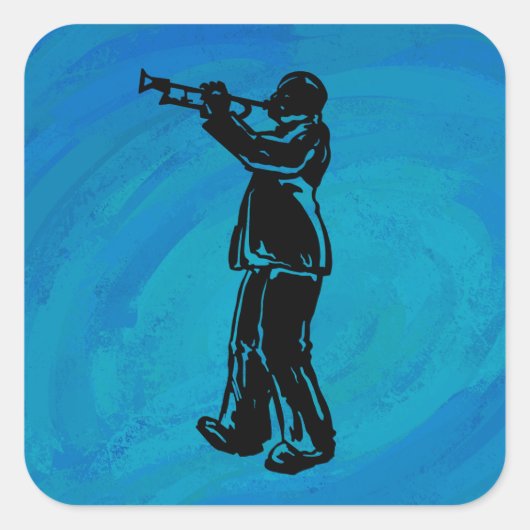New York Boogie Nights Trumpet Blue Vierkante Sticker (Voorkant)