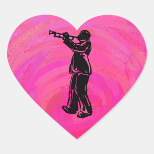 New York Boogie Nights Trumpet Hot roze Hart Sticker