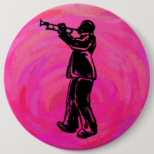 New York Boogie Nights Trumpet Hot roze Ronde Button 6,0 Cm