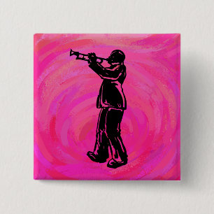 New York Boogie Nights Trumpet Hot roze Vierkante Button 5,1 Cm