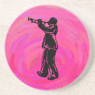 New York Boogie Nights Trumpet Hot roze Zandsteen Onderzetter
