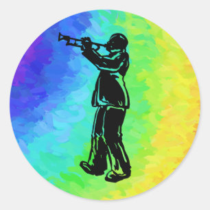 New York Boogie Nights Trumpet Rainbow Ronde Sticker