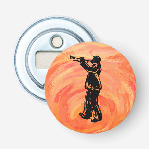 New York Boogie Nights Trumpet Sinaasappel Button Flesopener