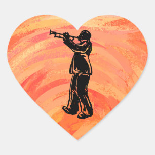 New York Boogie Nights Trumpet Sinaasappel Hart Sticker