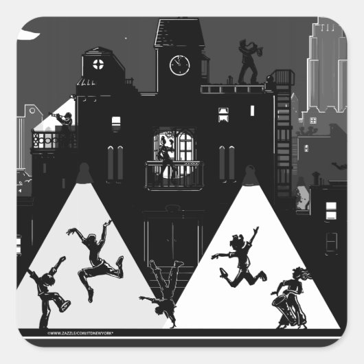 New York Boogie Nights Vierkante Sticker (Voorkant)