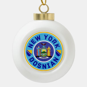 New York Bosnian American Kerstversier Keramische Bal Ornament