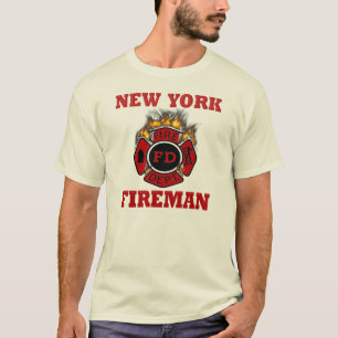 New York brandweerman symbool vlammen T-shirt