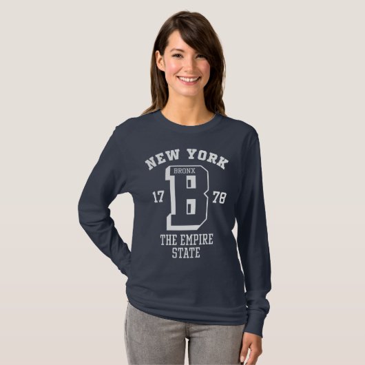 New York Bronx Women's Basic Long Meve T-Shirt (Voorkant volledig)