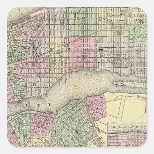 New York, Brooklyn 2 Vierkante Sticker (Voorkant)