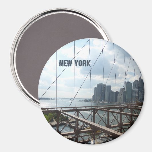 New York, Brooklyn Bridge Cust. Magnet de texte (Recto/Verso)
