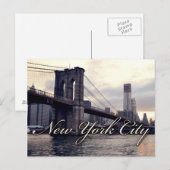 New York Brooklyn Bridge Sunset Briefkaart (Voorkant / Achterkant)
