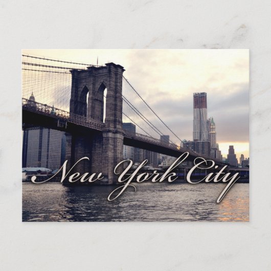 New York Brooklyn Bridge Sunset Briefkaart (Voorkant)
