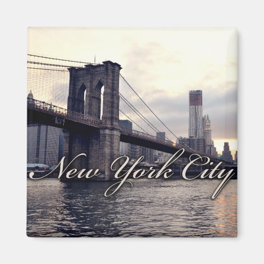 New York Brooklyn Bridge Sunset Magnet (Devant)