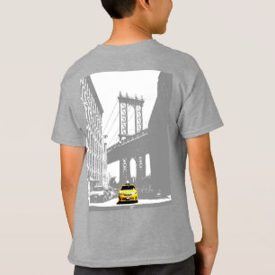 New York Brooklyn Gele Taxi Boys Terug Print T-shirt
