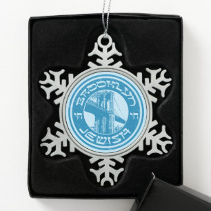 New York Brooklyn Joodse Vakantie Tin Sneeuwvlok Ornament