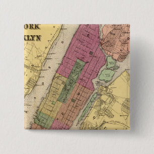 New York, Brooklyn Vierkante Button 5,1 Cm