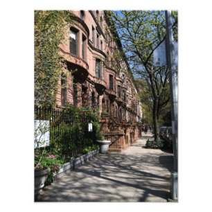New York Brownstone Upper West Side Buildings NYC Foto Afdruk