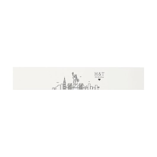 New York bruiloft | Gestileerde skyline monogram Uitnodigingen Wikkel (Vlak)