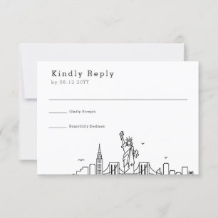 New York bruiloft   Gestileerde Skyline RSVP Kaartje