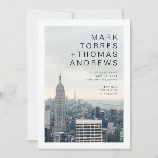 New York Bruiloft Save the Date Kaart (Voorkant)