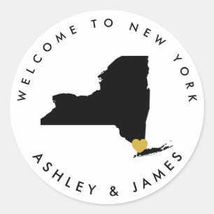 New York bruiloft Welkom Sticker voor Treat Box Ba