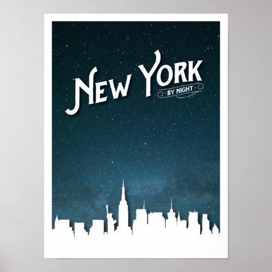New York by night skyline - Poster (Devant)