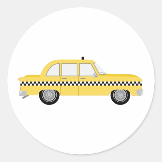 New York Cab Ronde Sticker (Voorkant)