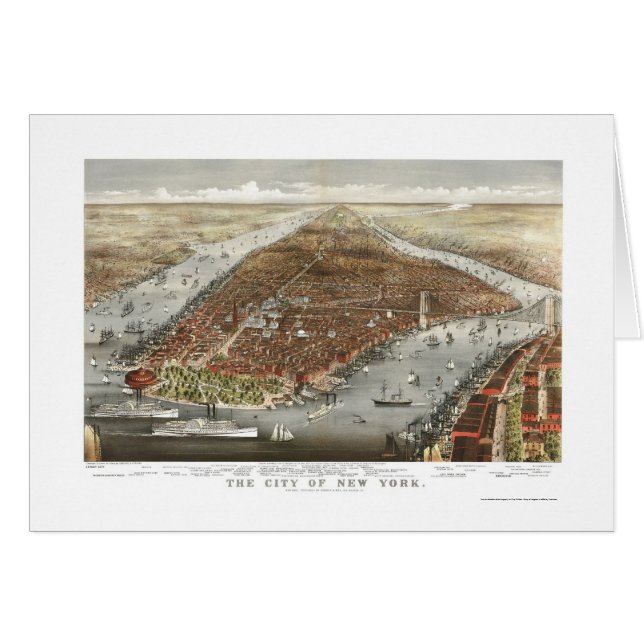 New York, carte panoramique de NY - 1876 (Devant horizontal)