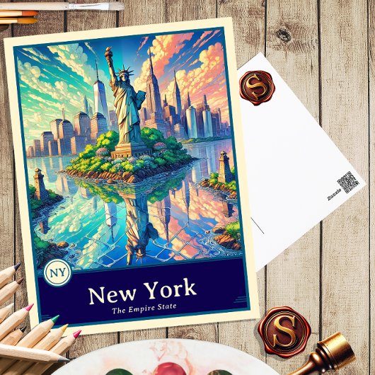 New York | Carte postale ombragée style Anime