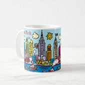 New York Cartoon Bezienswaardigheden Gebouwen Koffiemok (Voorkant links)