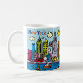 New York Cartoon Bezienswaardigheden Gebouwen Koffiemok (Links)